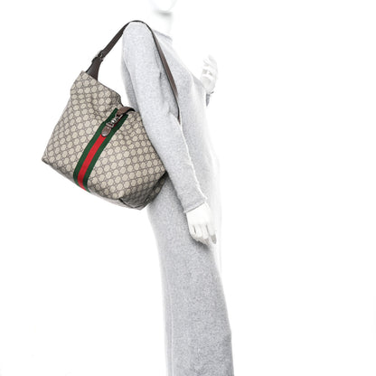 Gucci GG Supreme Monogram Calfskin Web Small Jackie 1961 Shoulder Bag Beige Brown Sugar 3 of 11