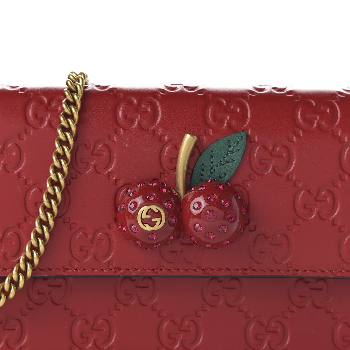 Guccissima Mini Cherry Chain Bag Hibiscus Red