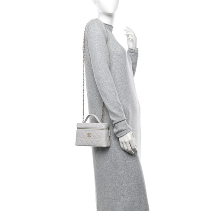 Chanel Caviar Quilted Trendy Handle Slim Vanity Light Grey 2 of 11
