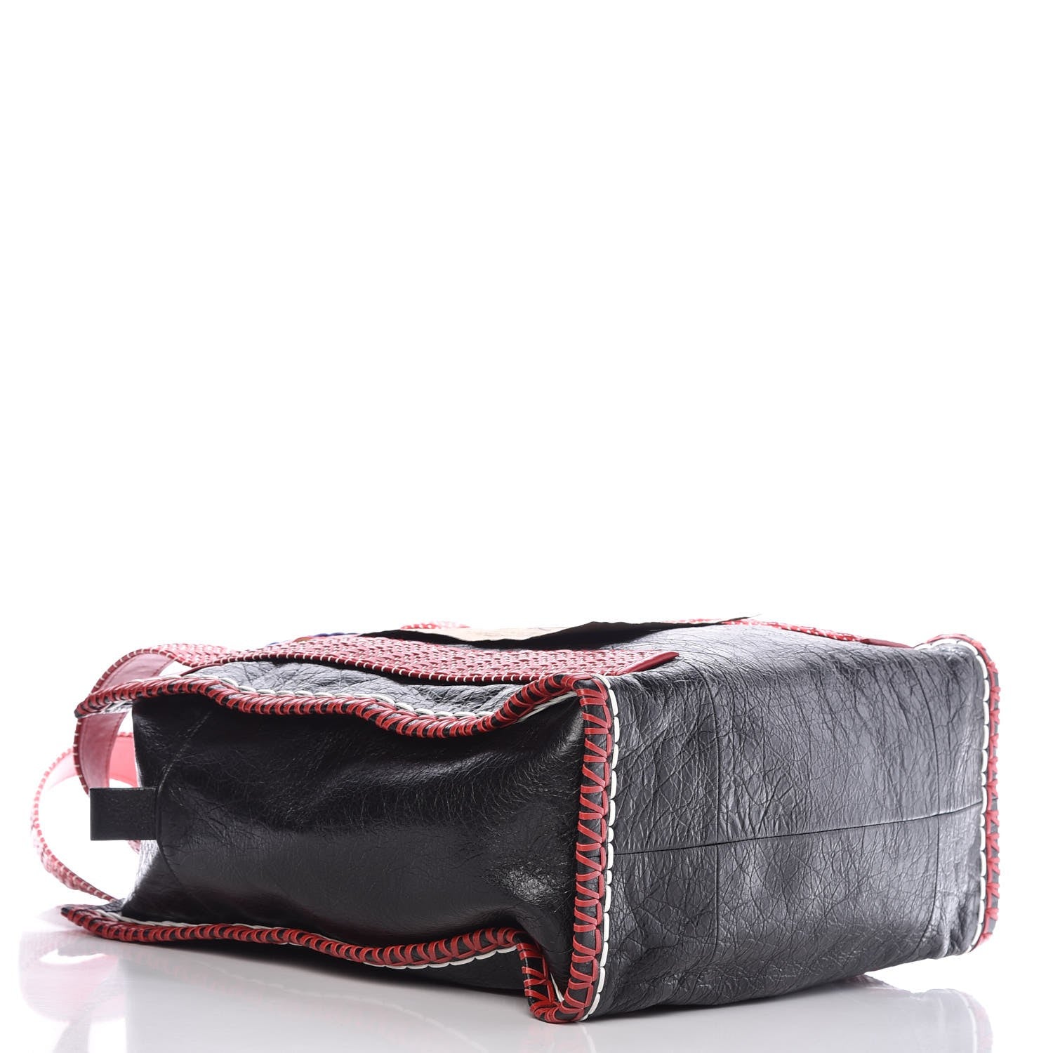 Balenciaga Agneau Arena Medium Scaffold Shopper Tote Red Black 4 of 9