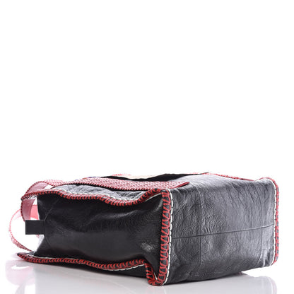 Balenciaga Agneau Arena Medium Scaffold Shopper Tote Red Black 4 of 9