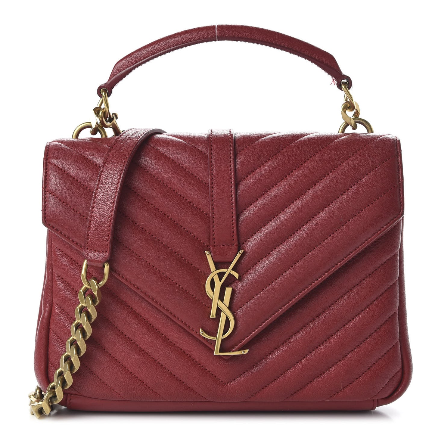 Sheepskin Matelasse Chevron Monogram Medium College Bag Rouge