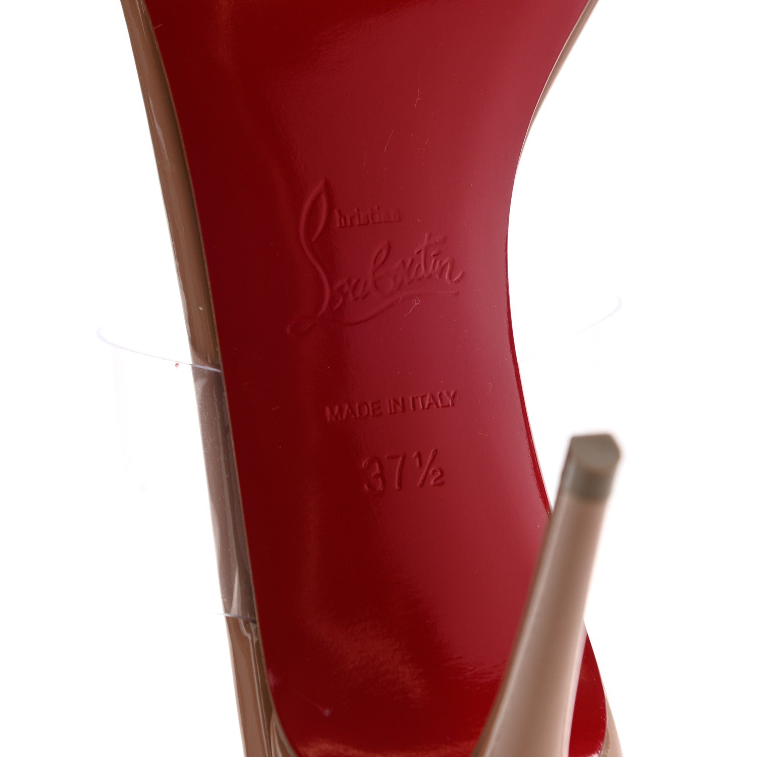 Christian Louboutin Patent PVC Just Nothing 85 Slide Sandals 37.5 Nude 6 of 8
