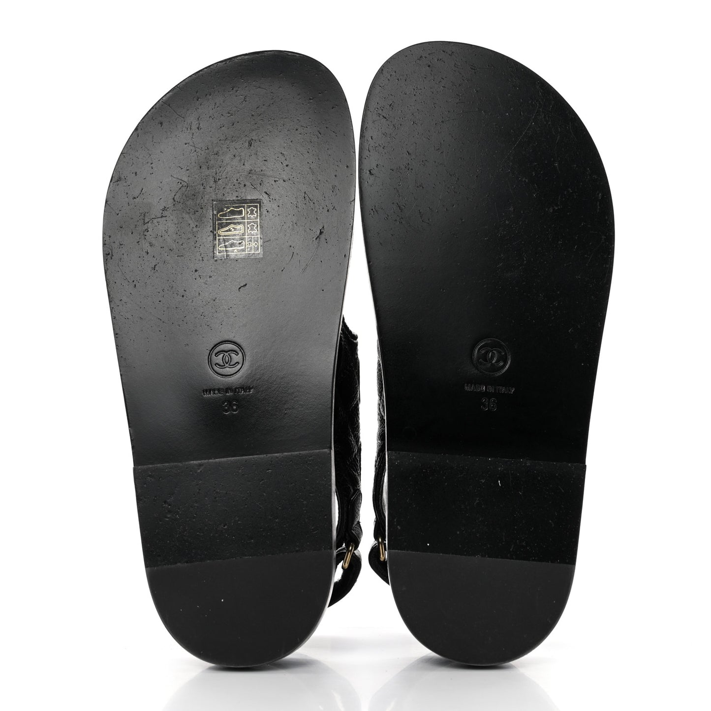 Grained Calfskin Velcro Dad Sandals 36 Black