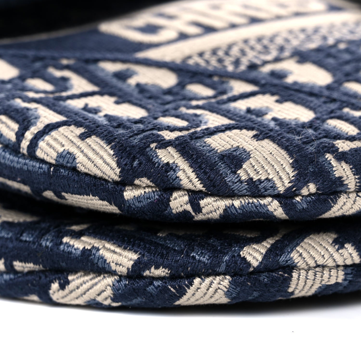 Christian Dior Oblique Embroidered Saddle Bag Blue 8 of 13