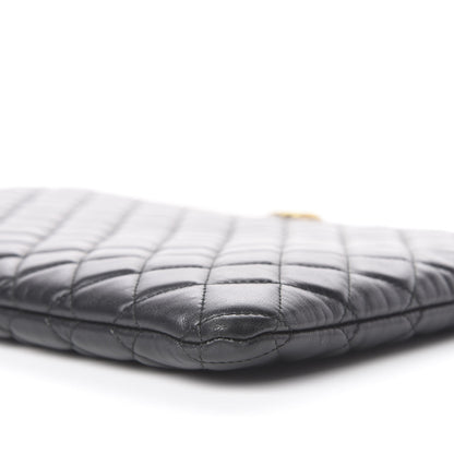 Chanel Lambskin Quilted Large Boy Cosmetic Case Black 6 of 9