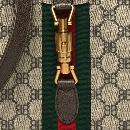 Gucci X BALENCIAGA BB Supreme Monogram Calfskin Web Small Jackie 1961 Hobo Beige Ebony 8 of 11