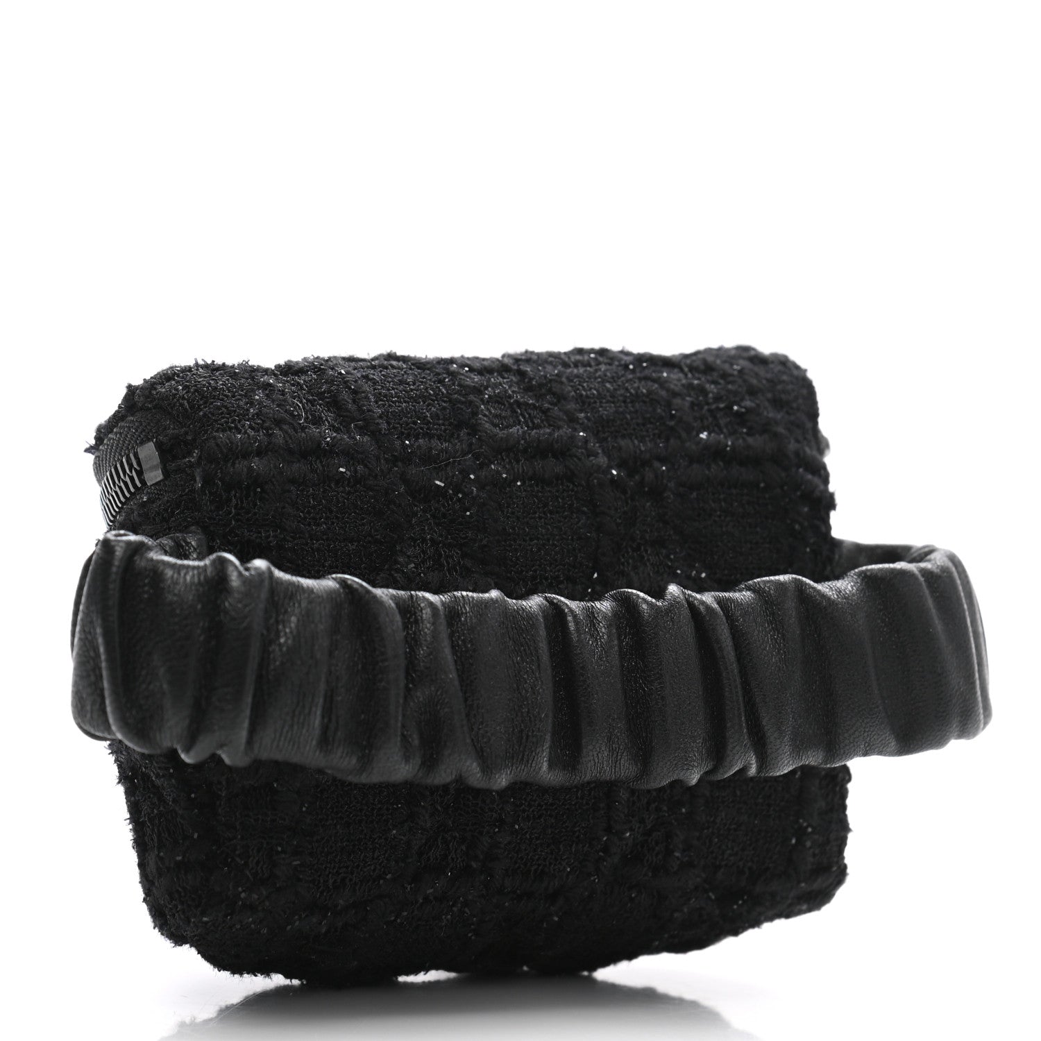 Chanel Tweed Lambskin Quilted Arm Coin Purse Black 3 of 8