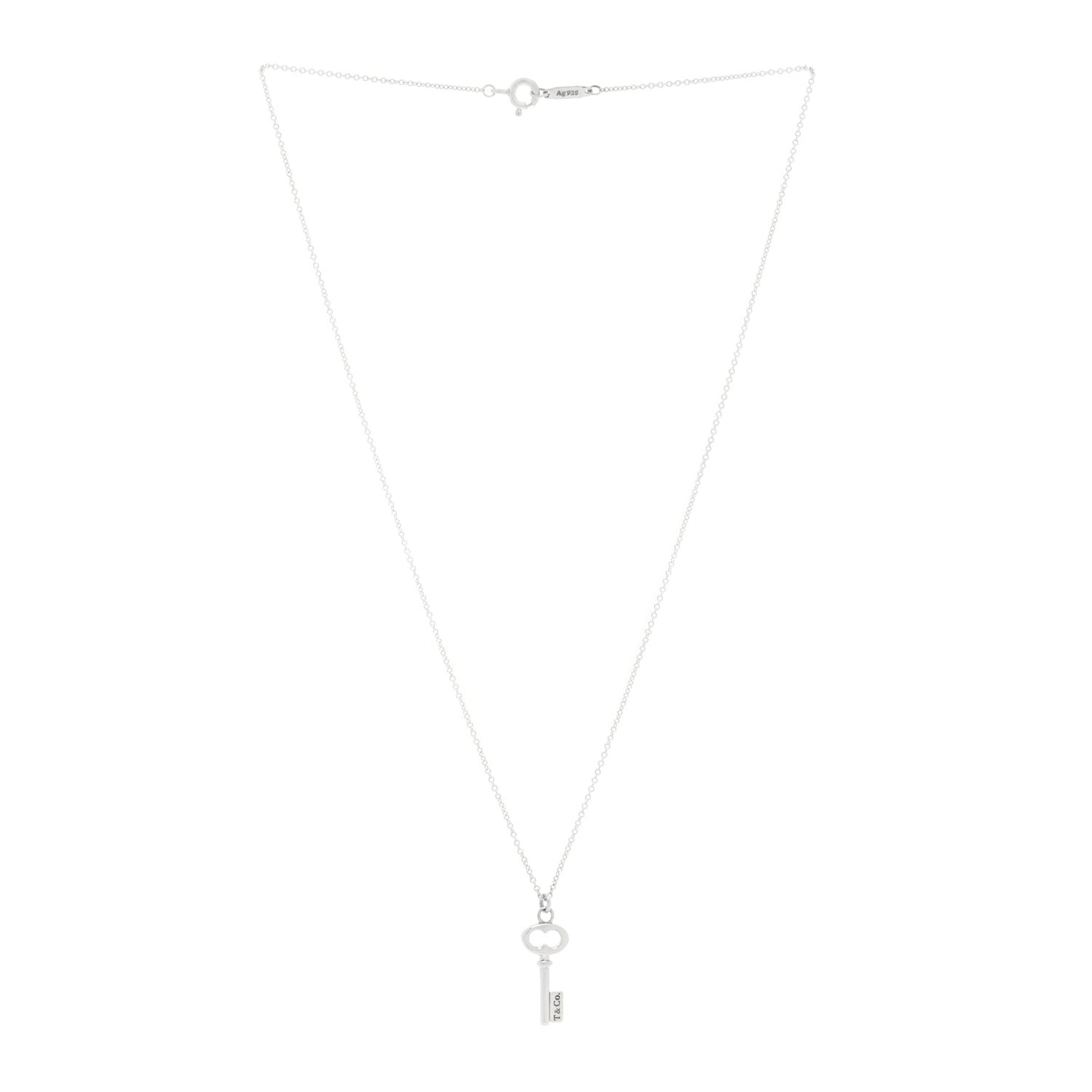Sterling Silver Mini Oval Key Pendant Necklace
