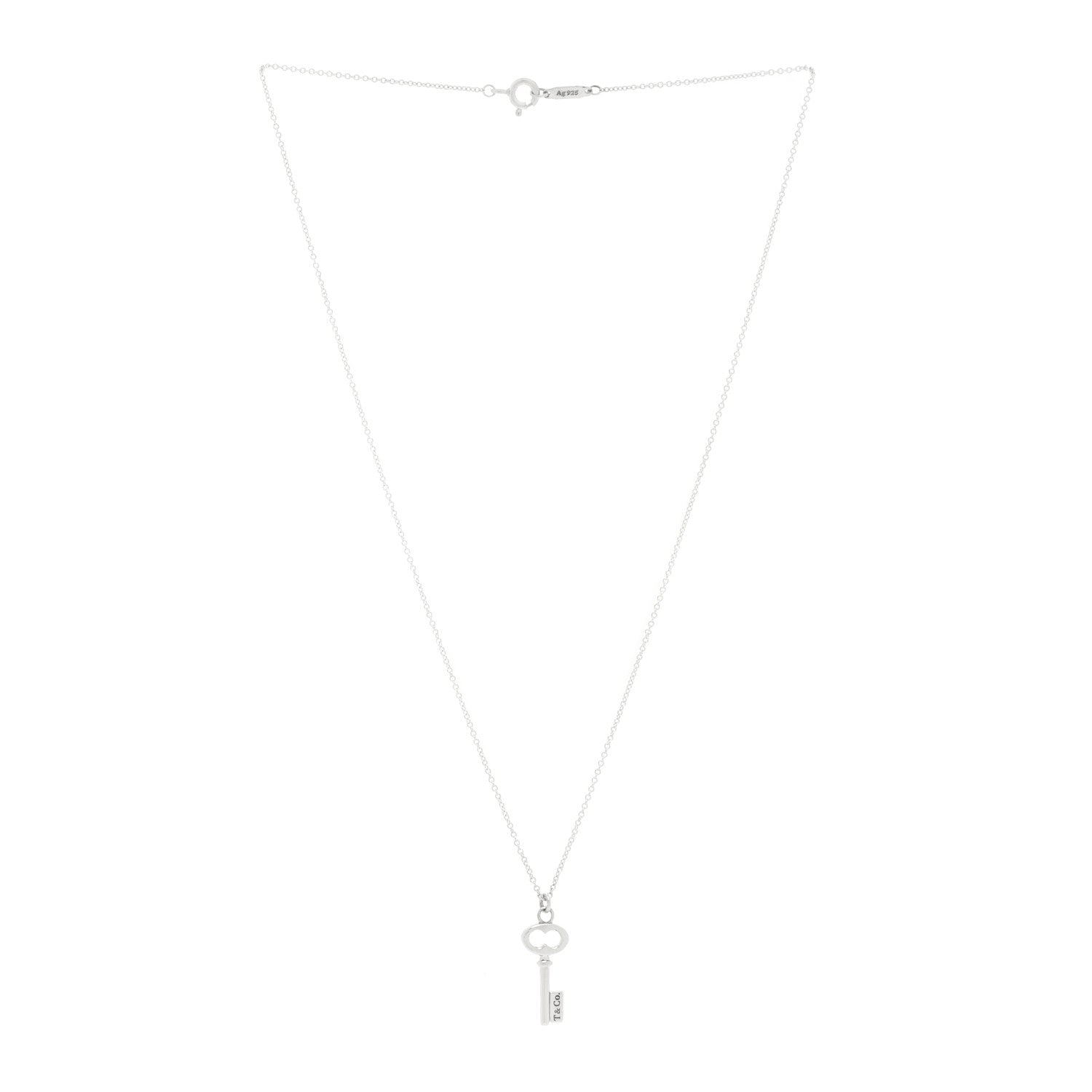 Tiffany Sterling Silver Mini Oval Key Pendant Necklace 3 of 5