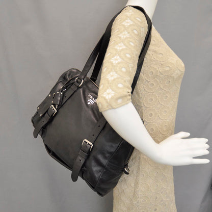 Prada Leather Buckle Satchel Nero Black 2 of 11