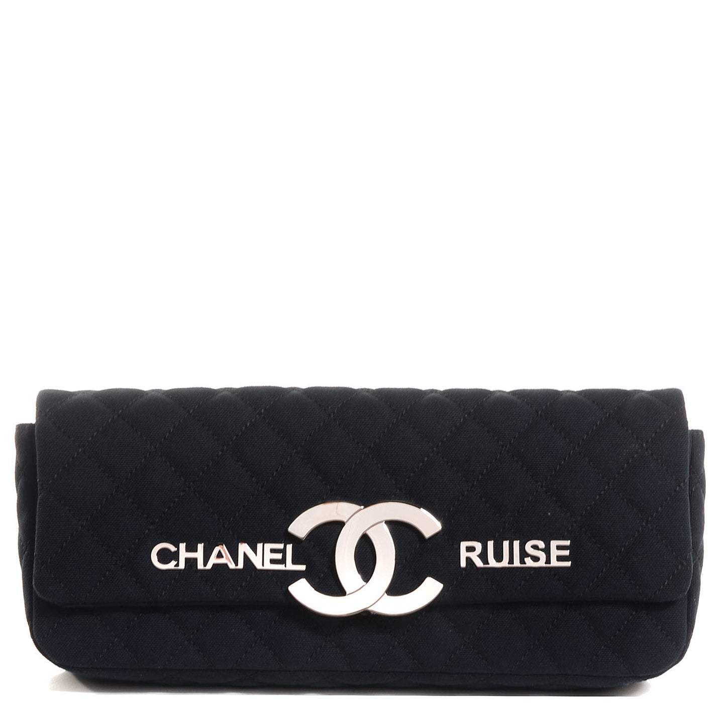 Canvas Quilted CC Cruise East West Flap Clutch Black