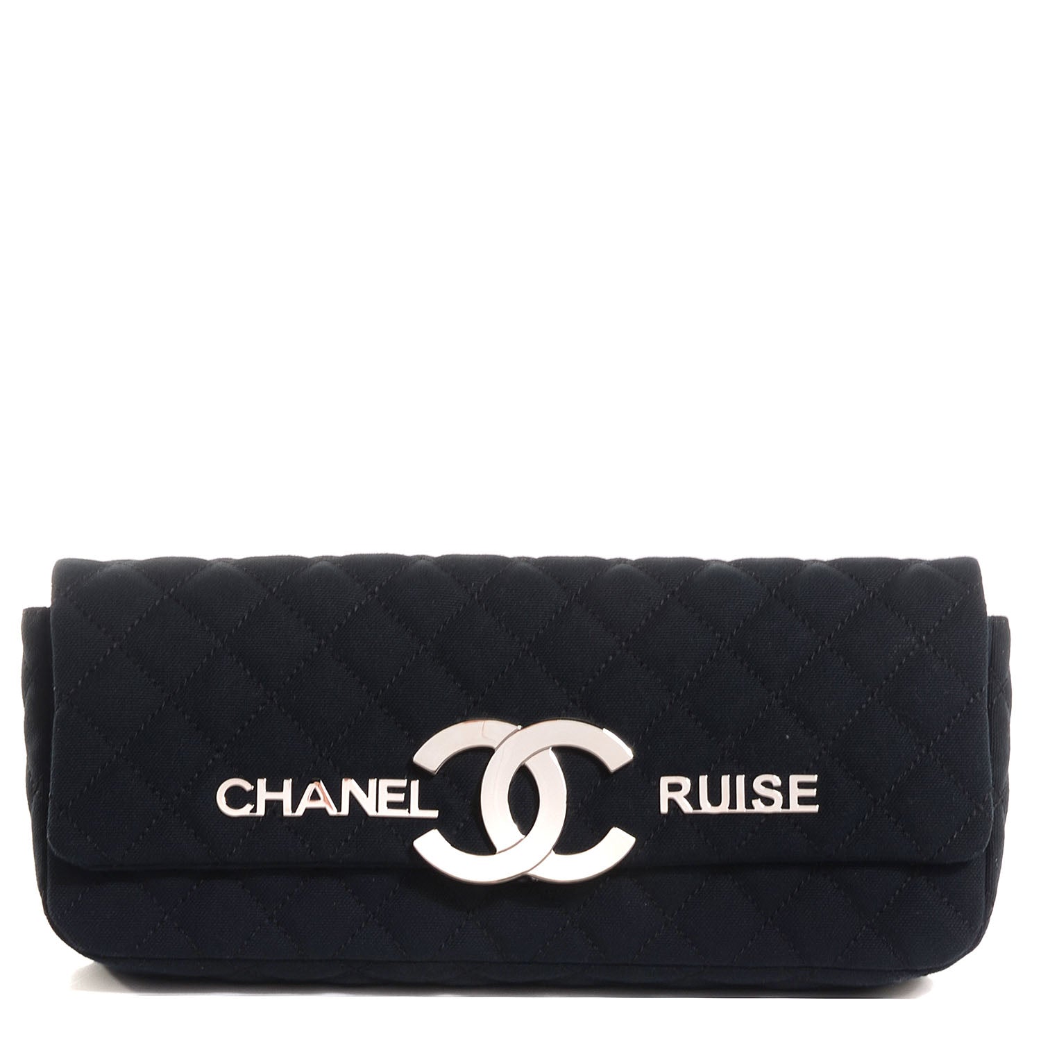 Chanel Canvas Quilted CC Cruise East West Flap Clutch Black 1 of 8