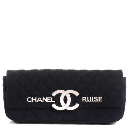 Chanel Canvas Quilted CC Cruise East West Flap Clutch Black 1 of 8