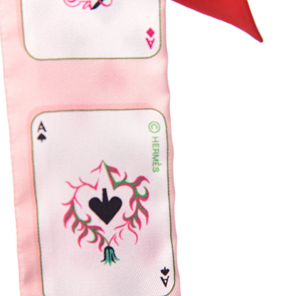 Hermes Silk Jeu de Cartes Twilly Rose Nacre Fuchsia Rouge 4 of 5