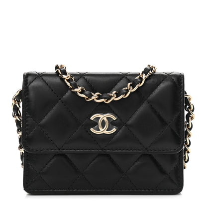 Chanel Lambskin Quilted My Chanel Lady Card Holder On Chain Black 1 of 12