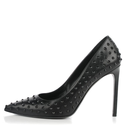 Saint Laurent Calfskin Paris Spiked 105 Pumps 41 Black 1 of 10