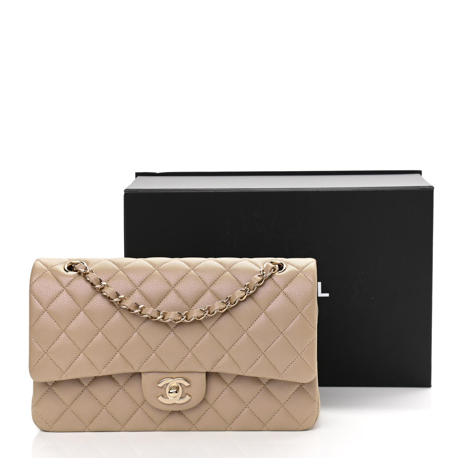 Chanel Iridescent Caviar Quilted Medium Double Flap Dark Beige 11 of 11