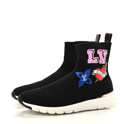 Louis Vuitton Stretch Fabric LV Black Heart Sock Sneaker 39 Black 3 of 9