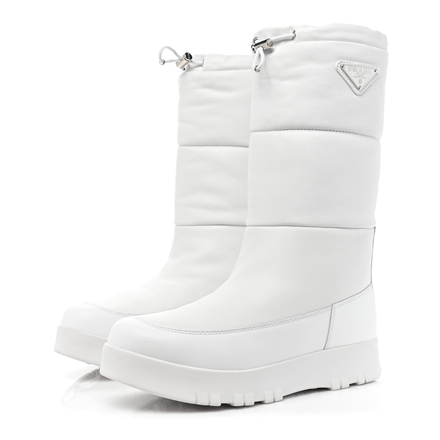 Nappa Metal Triangle Logo Padded Moon Boots 40 White
