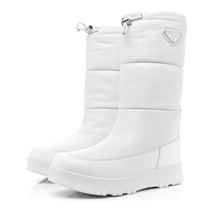Prada Nappa Metal Triangle Logo Padded Moon Boots 40 White 3 of 10
