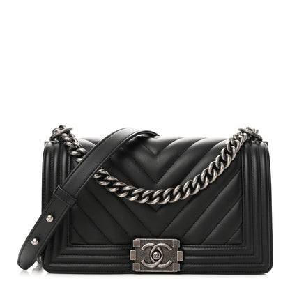 Chanel Lambskin Chevron Quilted Medium Boy Flap Black 1 of 11