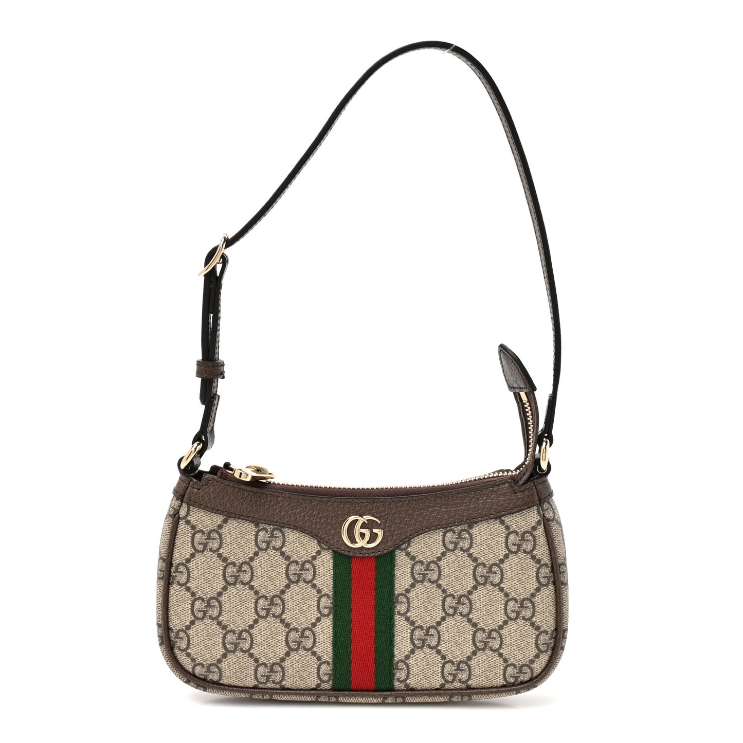 GG Supreme Monogram Textured Dollar Calfskin Web Mini Ophidia Shoulder Bag Beige Ebony New Acero