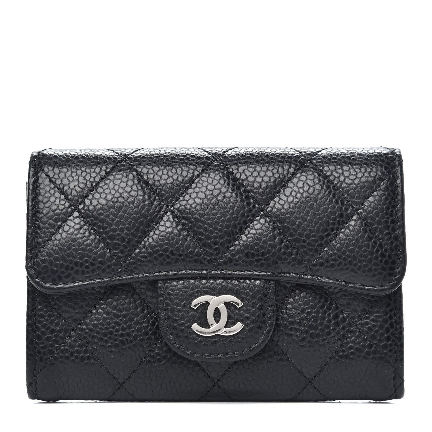 Chanel Caviar Quilted Flap Card Holder Wallet Black 1 of 9