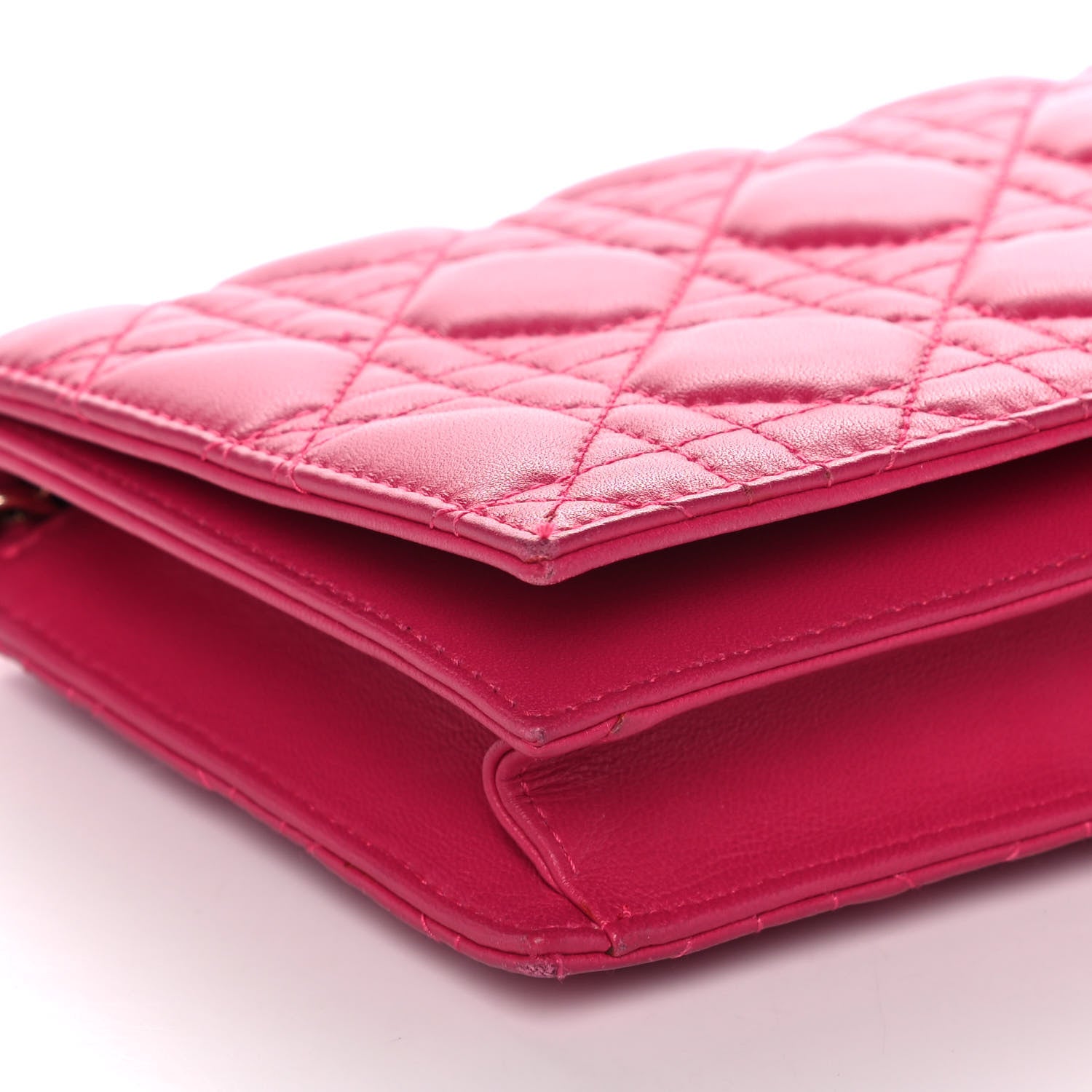 Christian Dior Lambskin Cannage Lady Dior Clutch Fuchsia 7 of 12