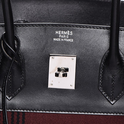 Hermes Toile Box Potamus Birkin 35 Black Rouge H 16 of 24