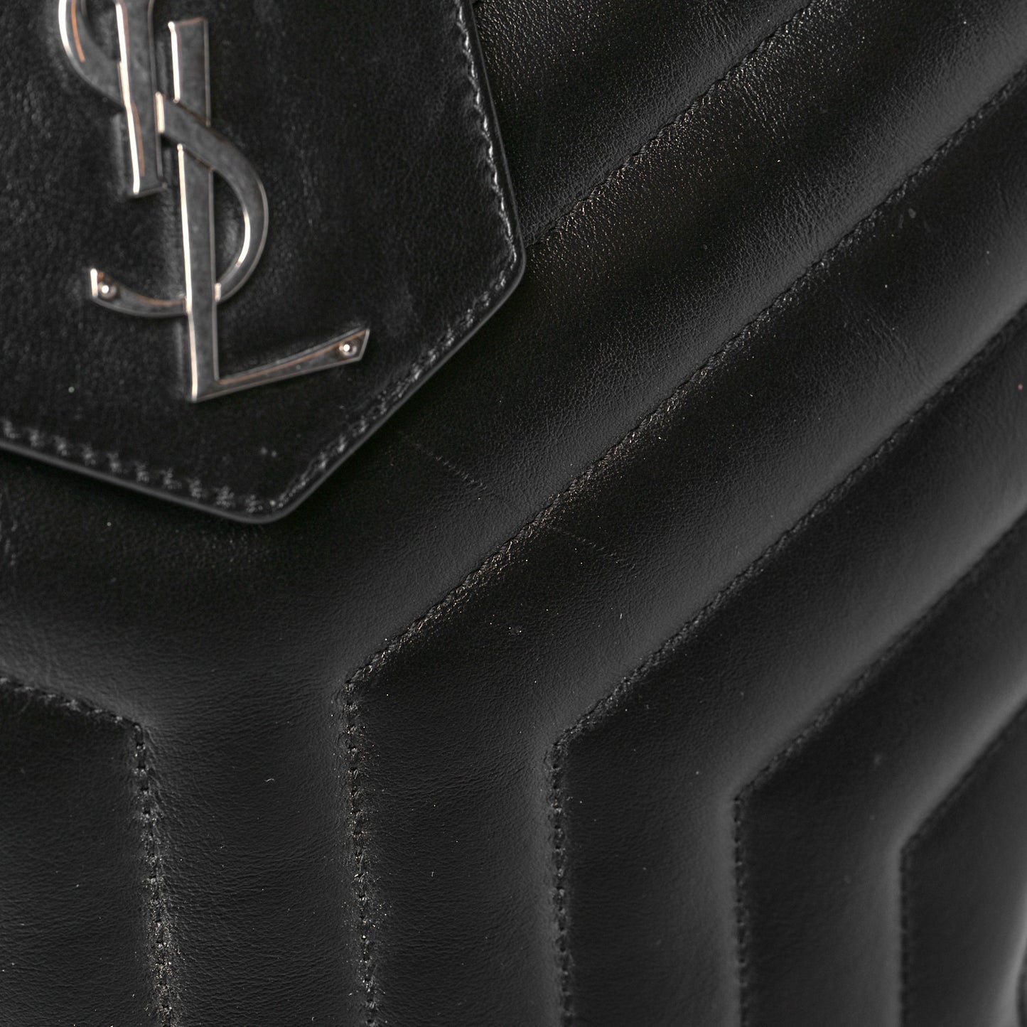 Calfskin Y Quilted Monogram Large Loulou Shopper Black