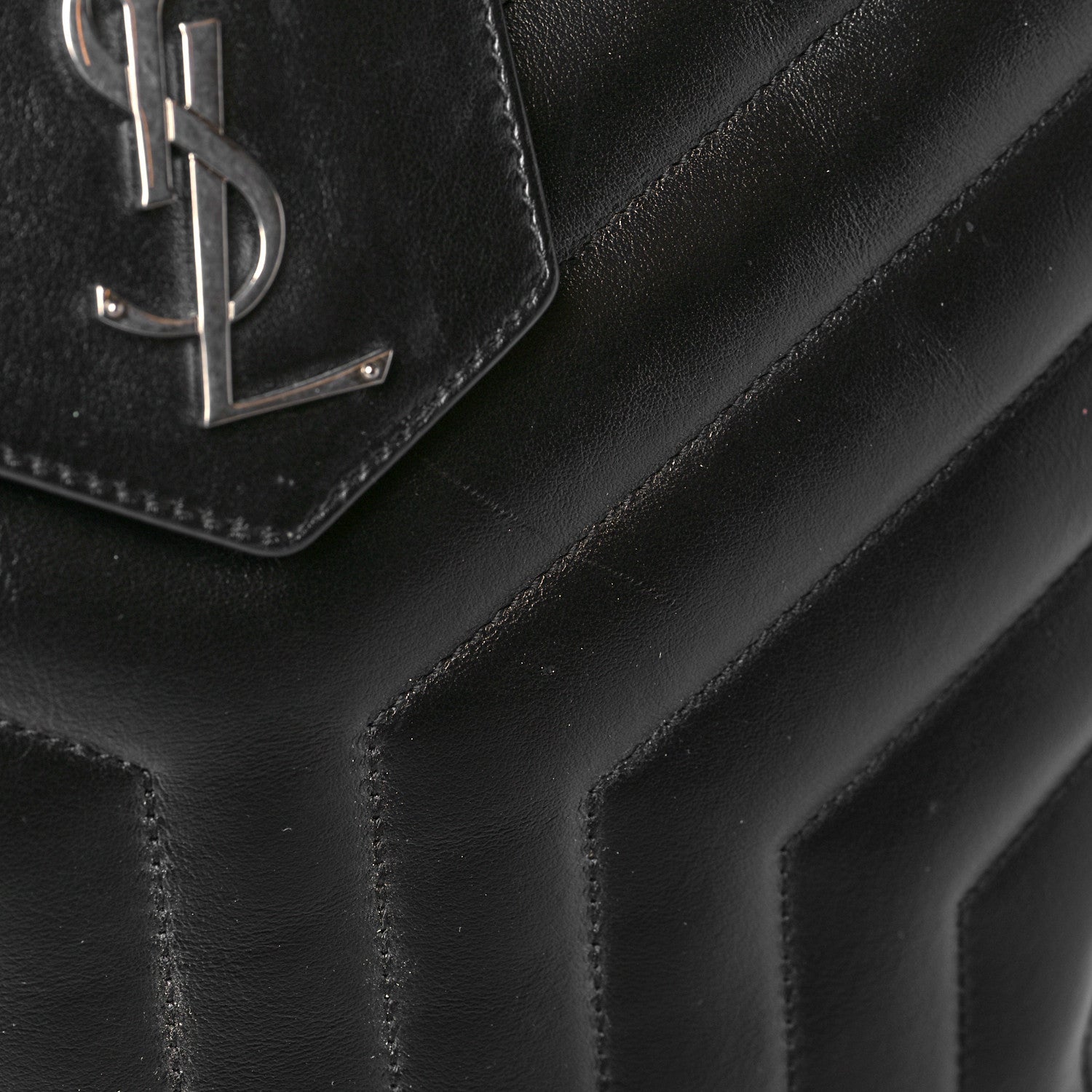 Saint Laurent Calfskin Y Quilted Monogram Large Loulou Shopper Black 11 of 12