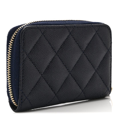Chanel Caviar Quilted Perforated CC Zip Coin Purse  Navy 3 of 9