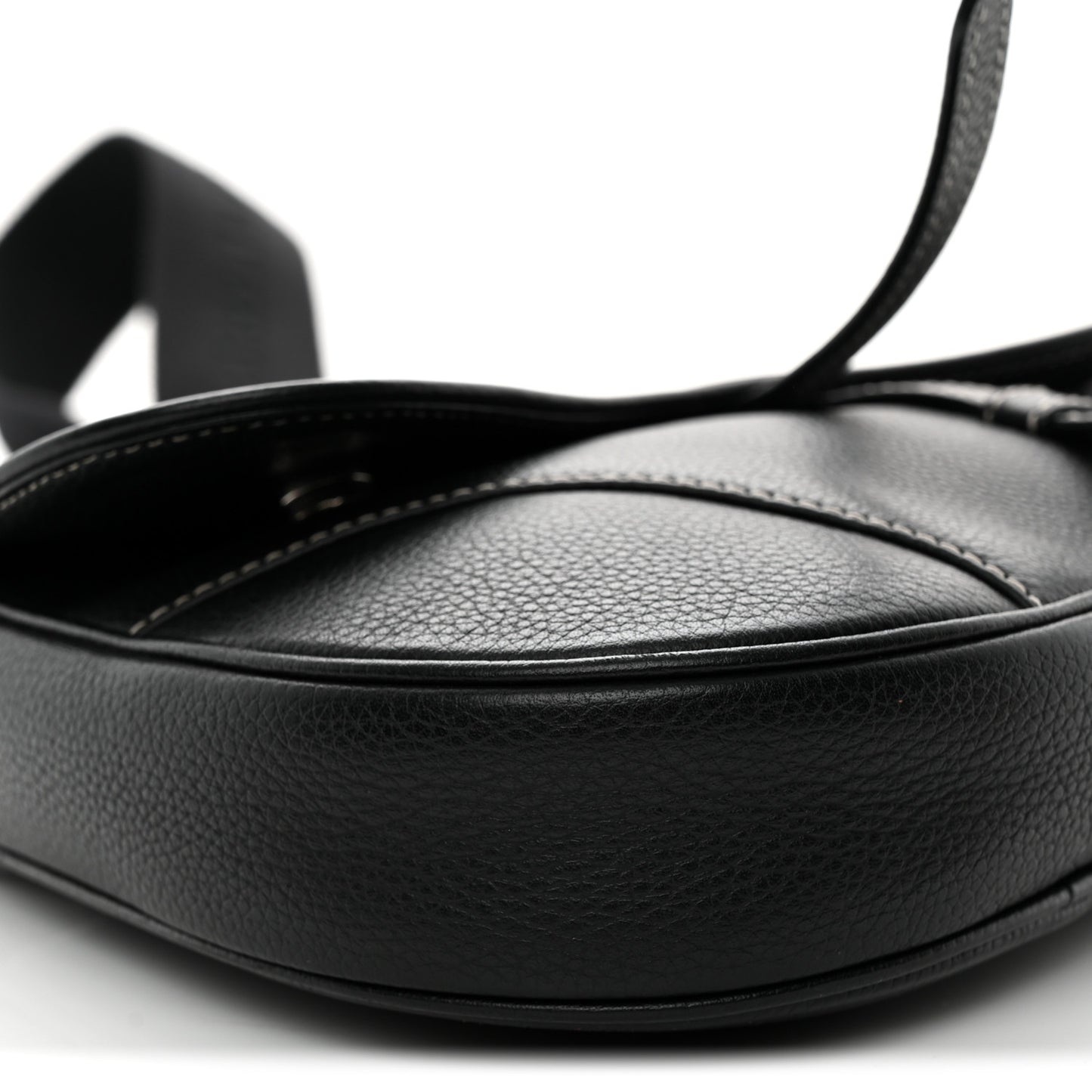 Grained Calfskin Mens Saddle Bag Black