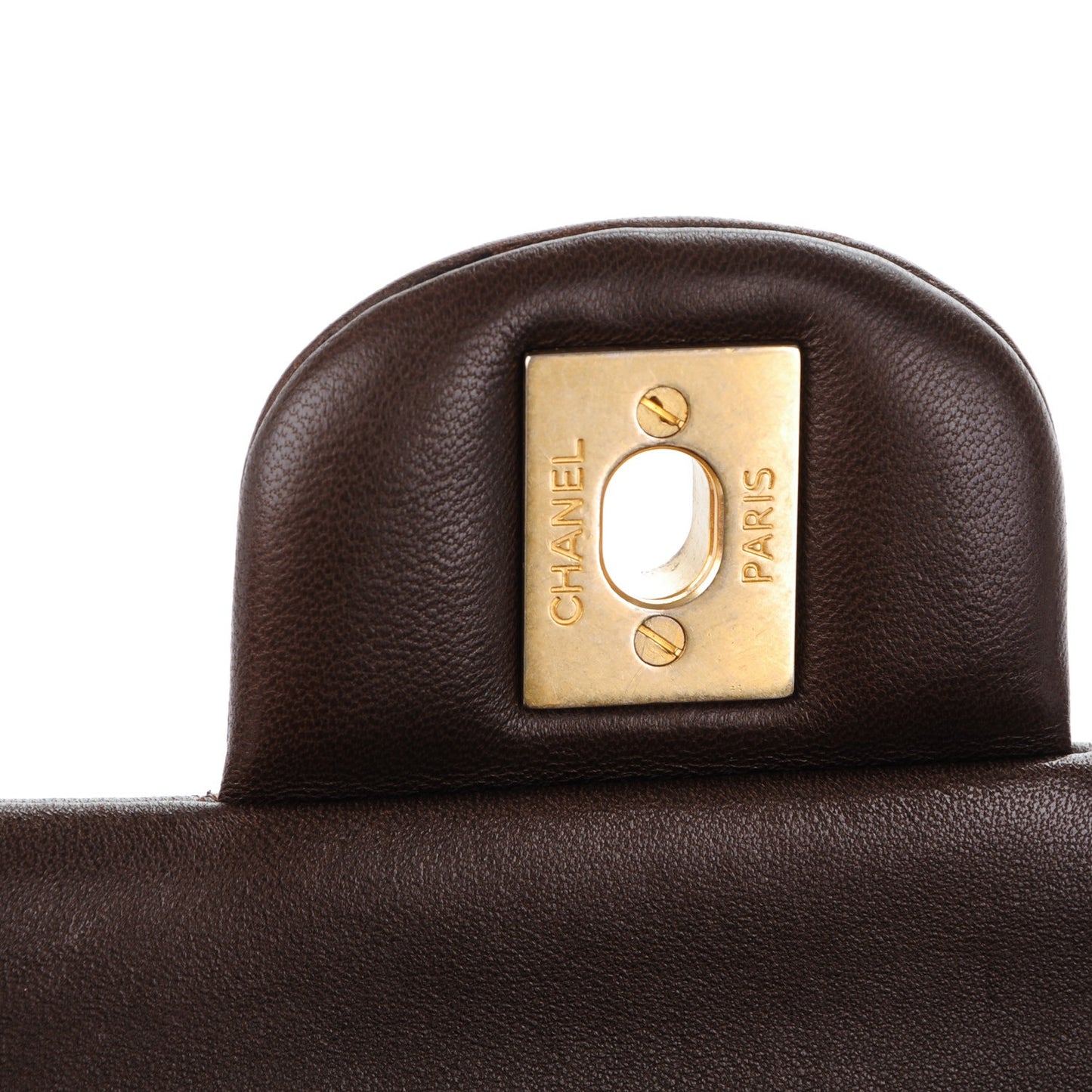 Lambskin Quilted Medium Double Flap Brown
