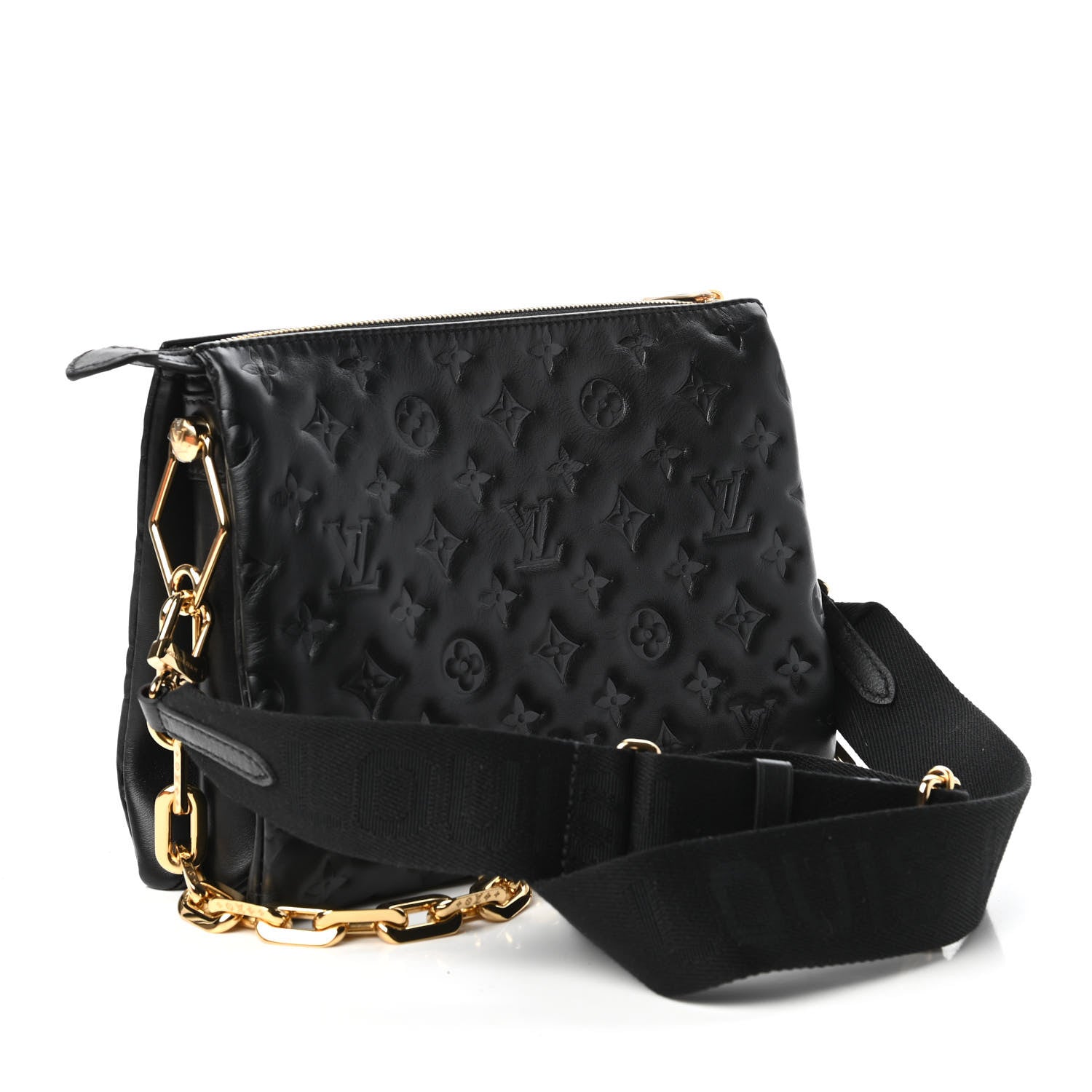 Louis Vuitton Lambskin Embossed Monogram Coussin PM Black 3 of 11