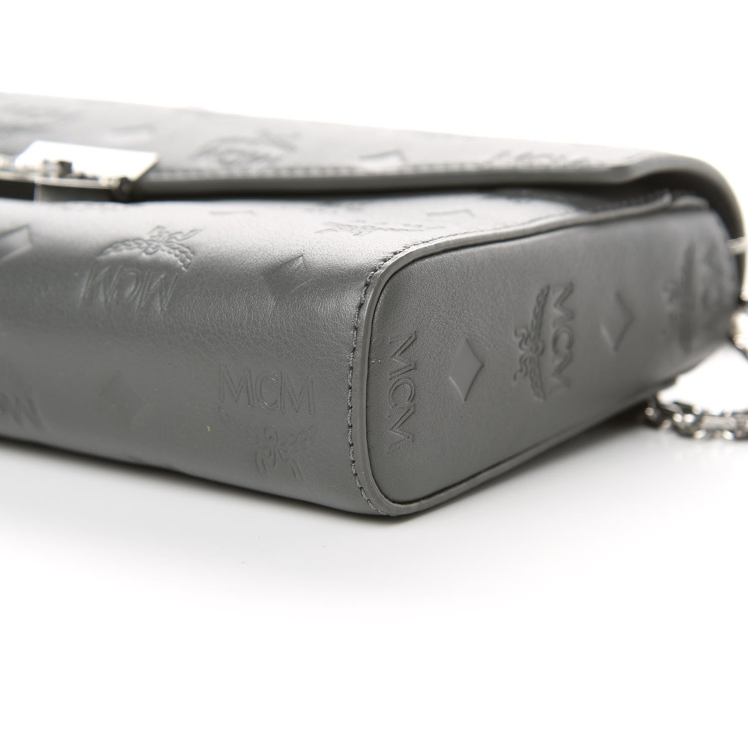 MCM Calfskin Ottomar Monogram Medium Millie Crossbody Bag Charcoal 10 of 10