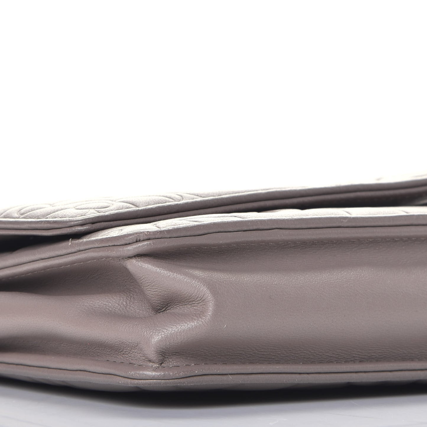 Lambskin Camellia Embossed Wallet On Chain WOC Beige