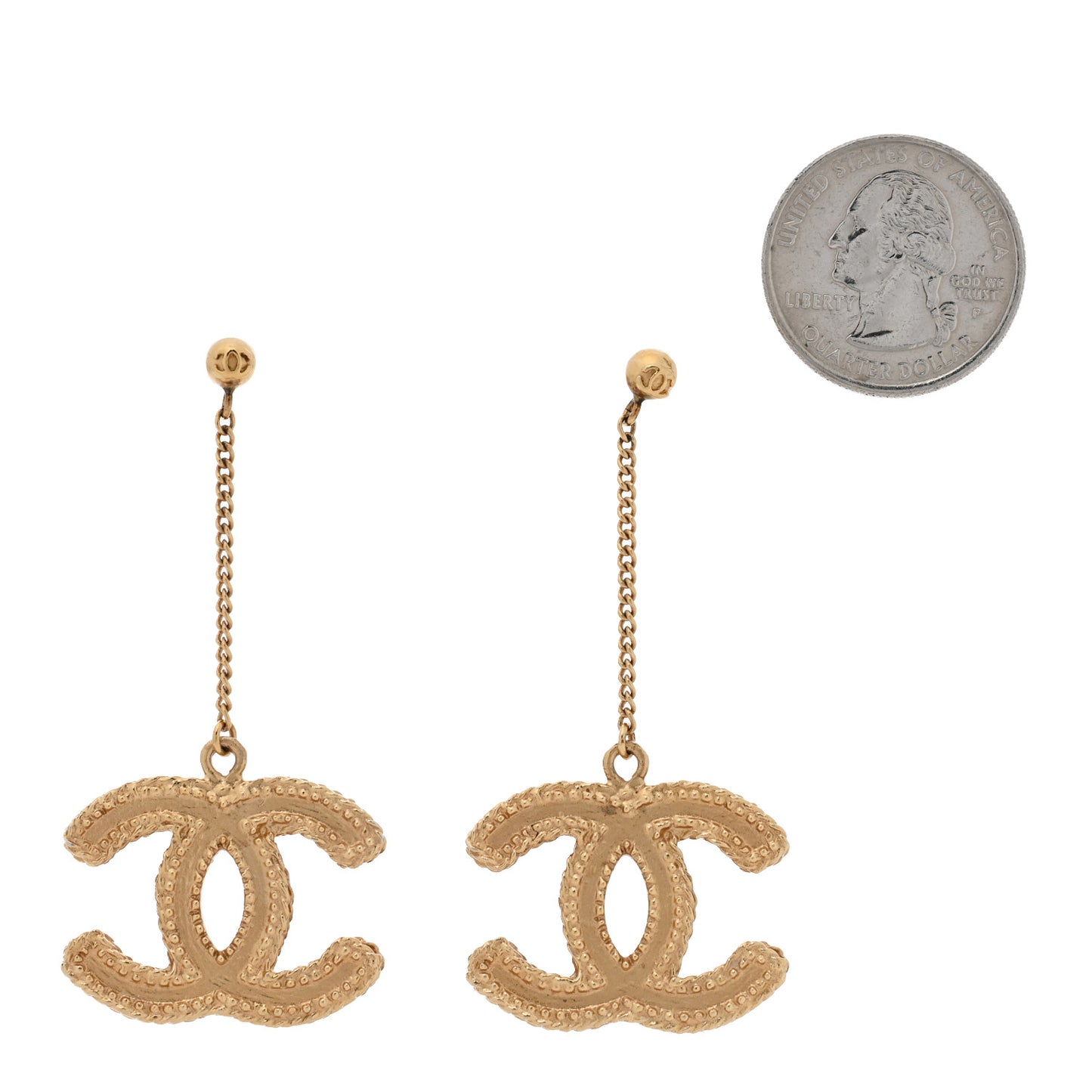 CC Drop Earrings Matte Gold