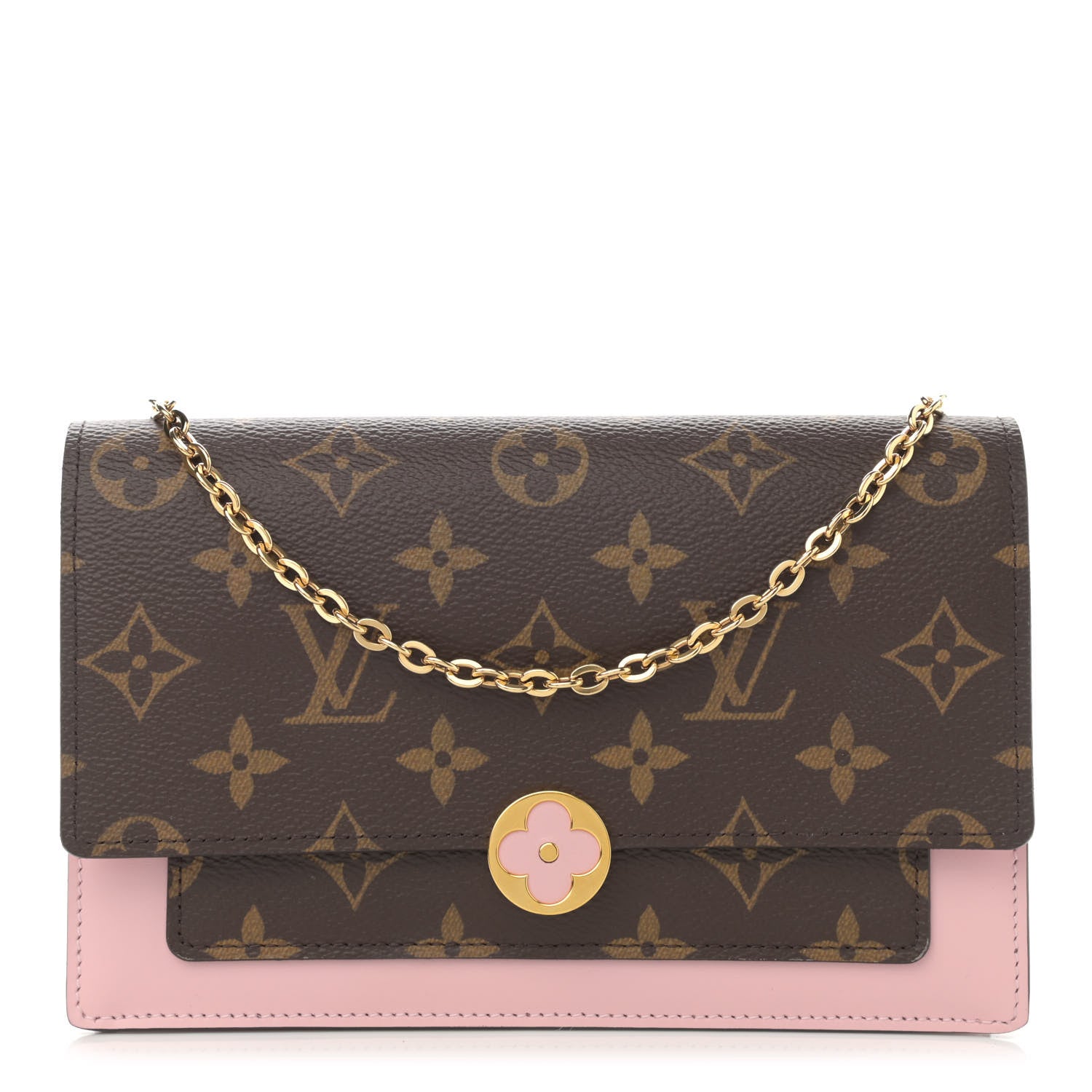 Louis Vuitton Monogram Flore Chain Wallet Rose Ballerine 1 of 9