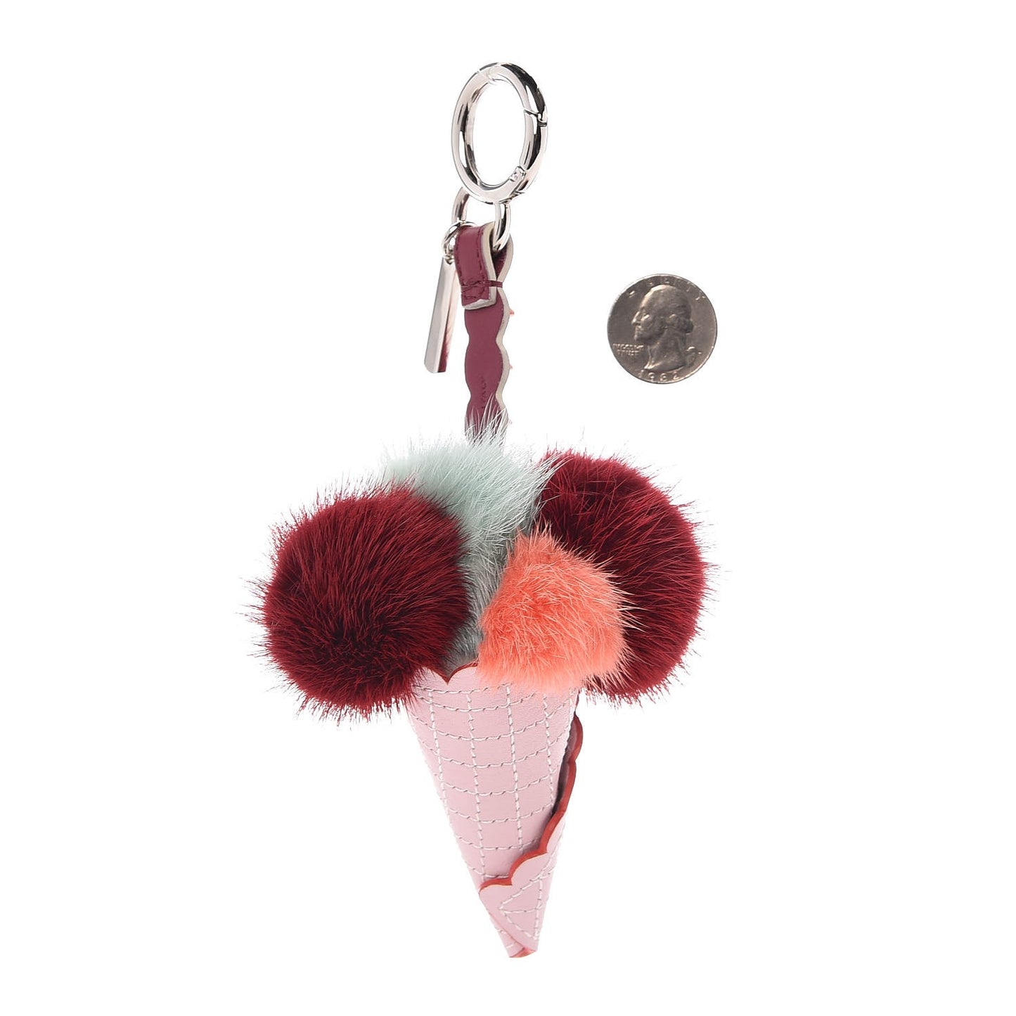 Mink Fur Calfskin Fun Fair Bag Charm Multicolor