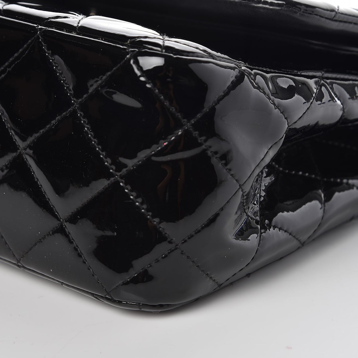 Patent Quilted Jumbo Double Flap Black