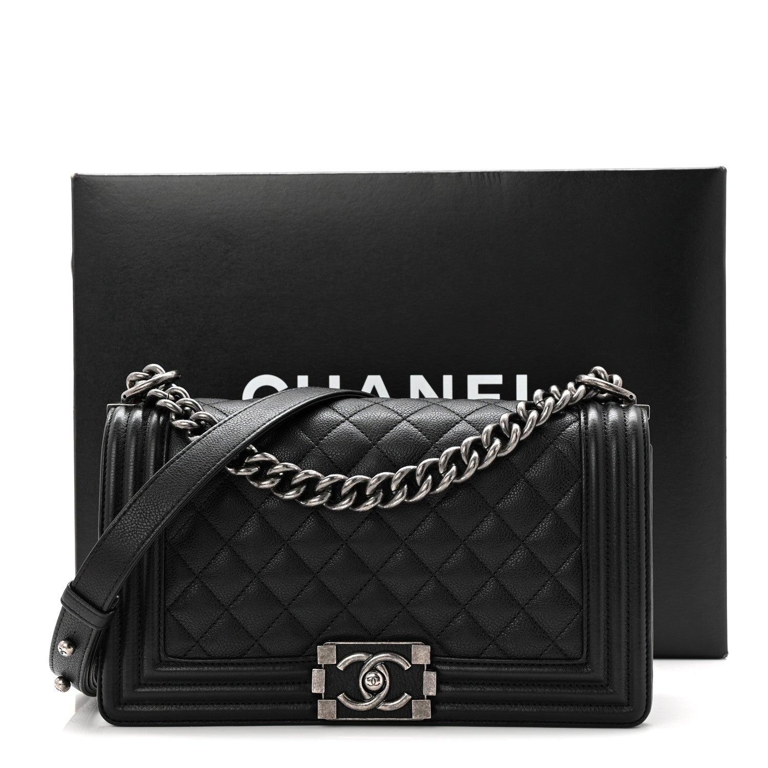 Chanel Grained Calfskin Quilted Medium Boy Flap Black 11 of 11