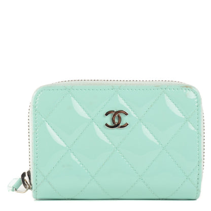 Chanel Patent Calfskin Quilted Zip Coin Purse Light Green 1 of 16