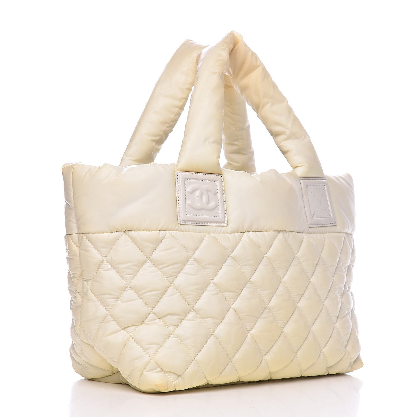 Nylon Quilted Small Coco Cocoon Reversible Tote White