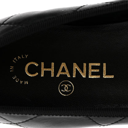 Chanel Lambskin Quilted CC Cambon Ballet Flats 37.5 Black White 8 of 10