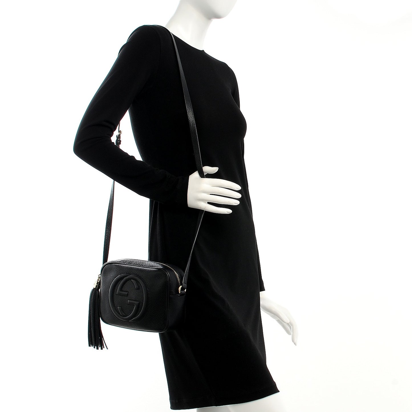 Pebbled Calfskin Small Soho Disco Bag Black