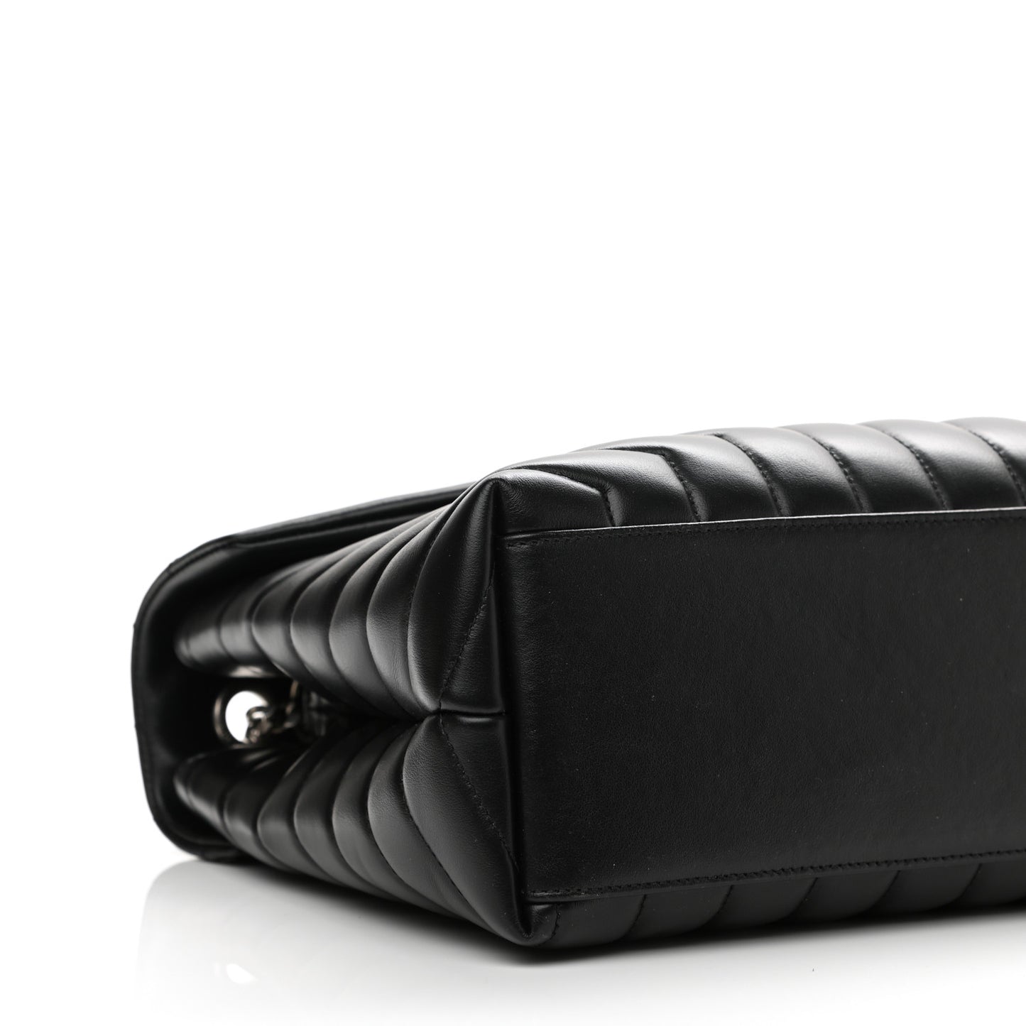 Calfskin Y Quilted Monogram Medium Loulou Chain Satchel Black