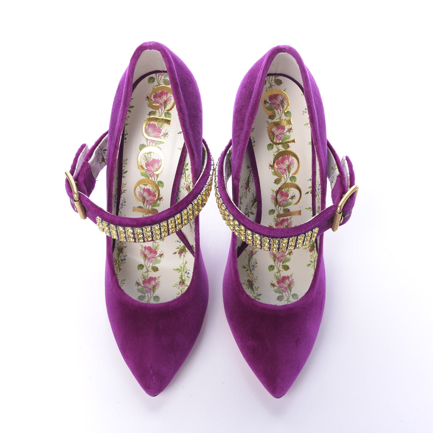Velvet Crystal Embellished Sylvie High Heel Pumps 36.5 Fucsia Violet Cyclamen