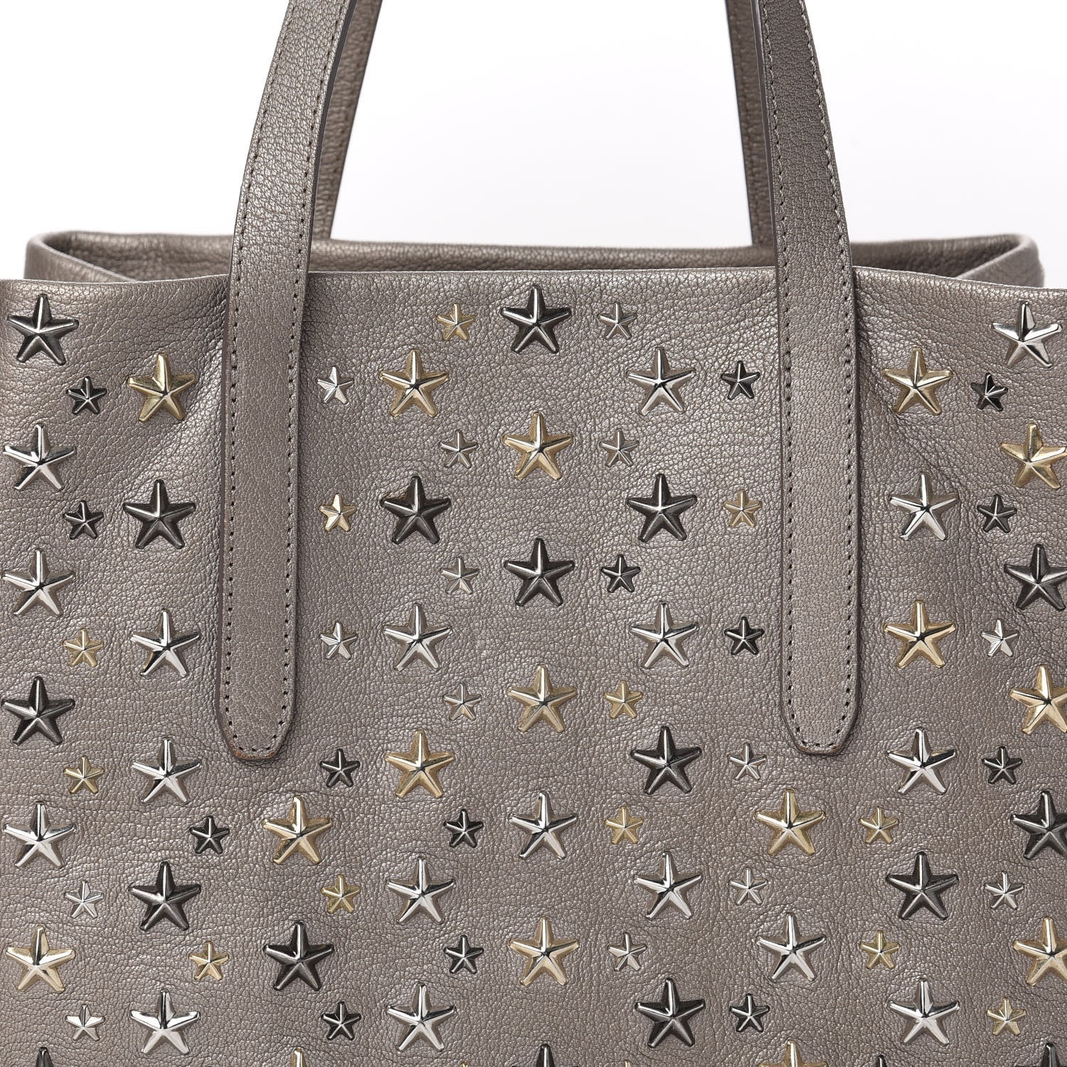 Jimmy Choo Metallic Calfskin Small Sofia Star Studded Tote Grey 10 of 10